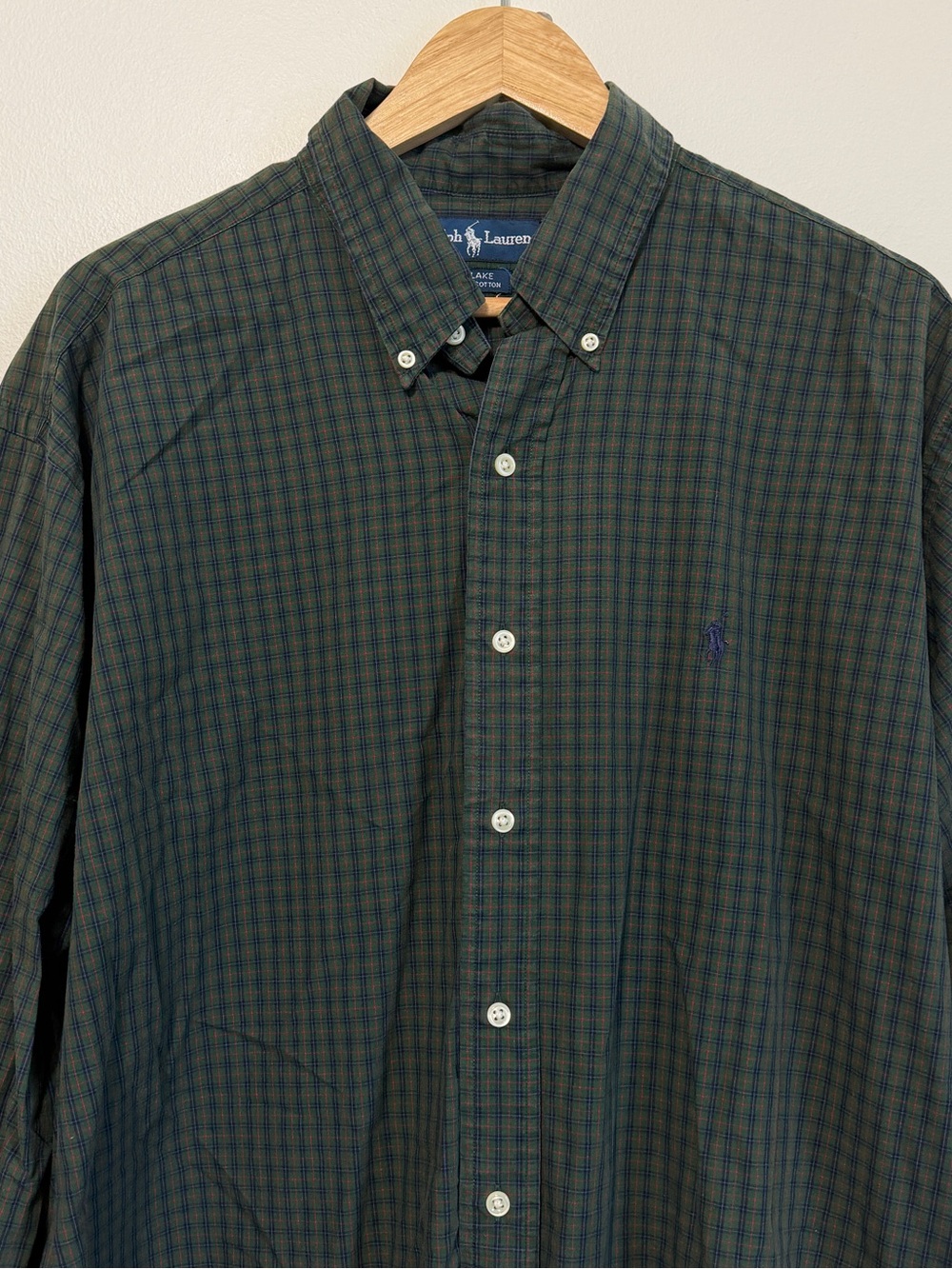 Ralph Lauren Plaid Oversized Button Down Shirt Size Large XL Women’s Green Blue - Picture 4 of 8